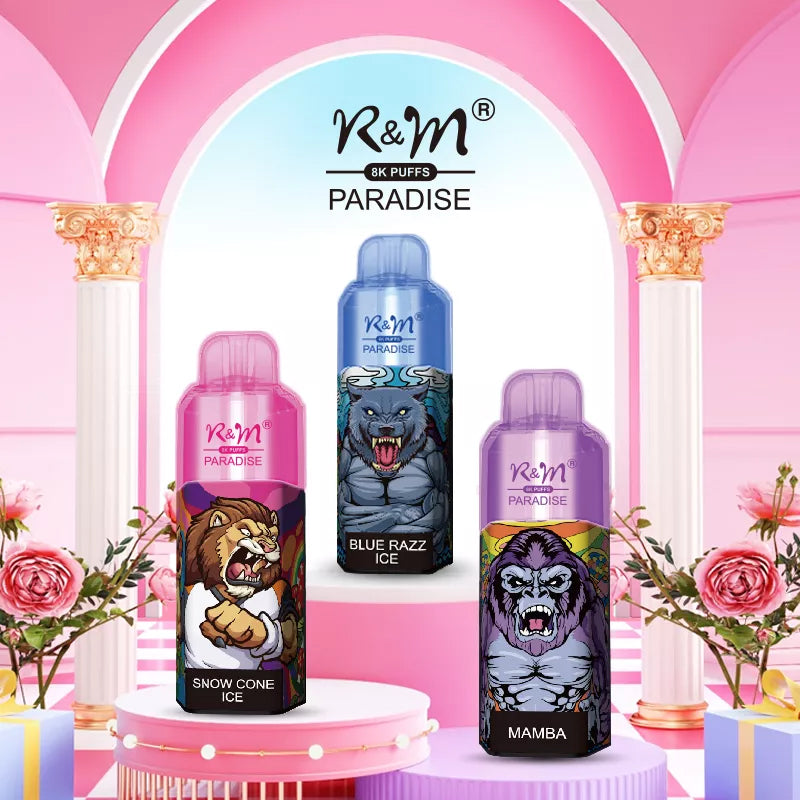 Original R&M Paradise 8000 puffs 15ml Vape Pen with RGB light Device Kit (Free Shipping)