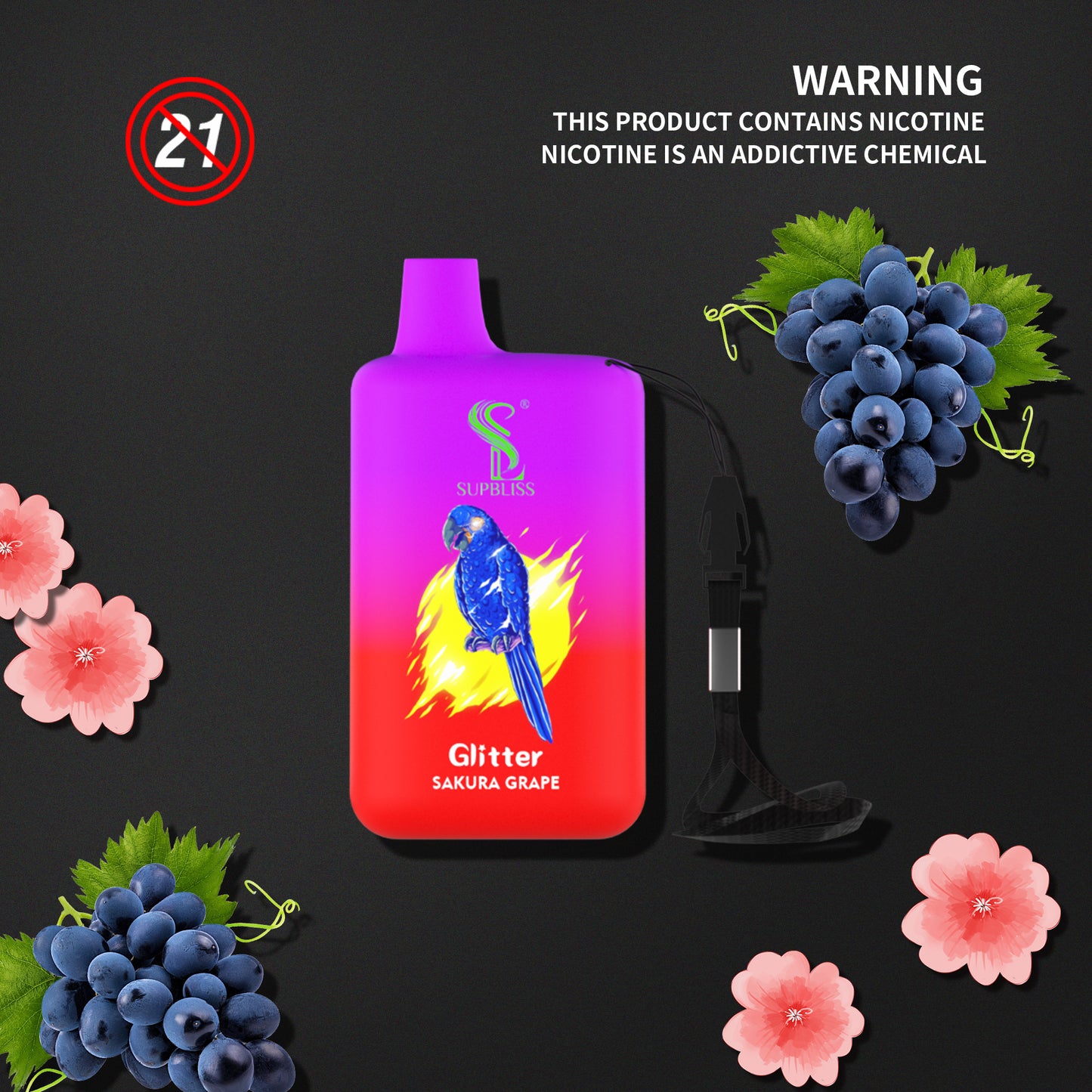 Original SUPBLIS Glitter 5800 Puffs Vape Kit Pod Device (Free Shipping)