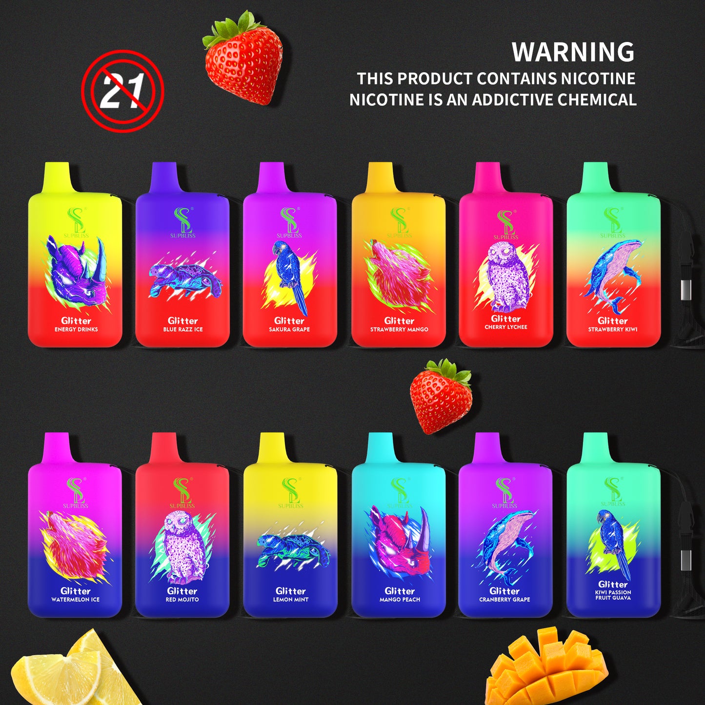 Original SUPBLIS Glitter 5800 Puffs Vape Kit Pod Device (Free Shipping)
