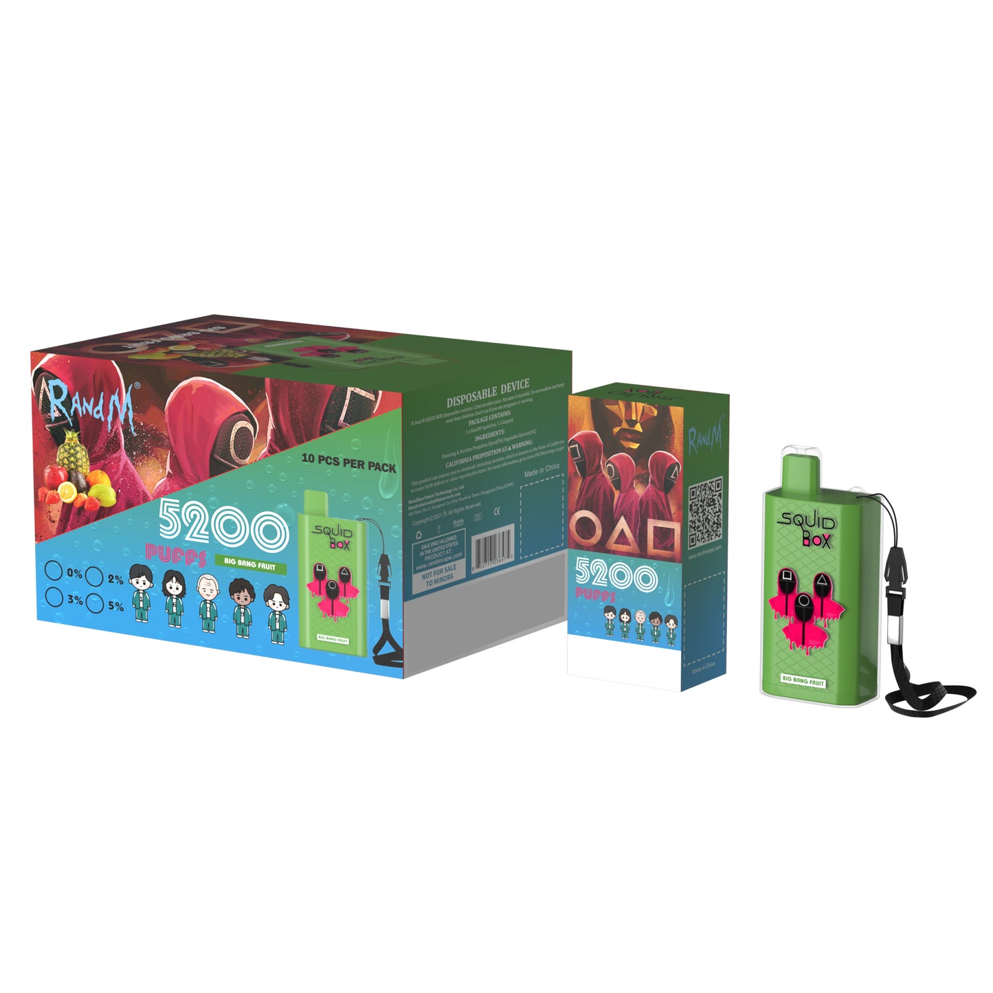 Original RandM Squid Box 5200 Puffs 12ml Vape Kit Device (Free Shipping)