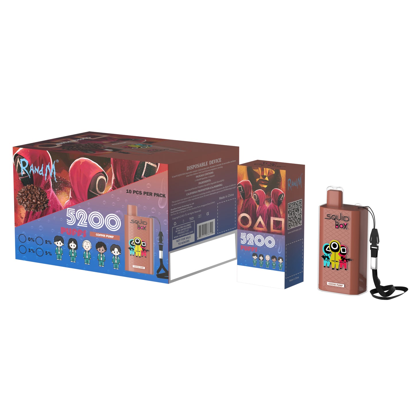 Original RandM Squid Box 5200 Puffs 12ml Vape Kit Device (Free Shipping)
