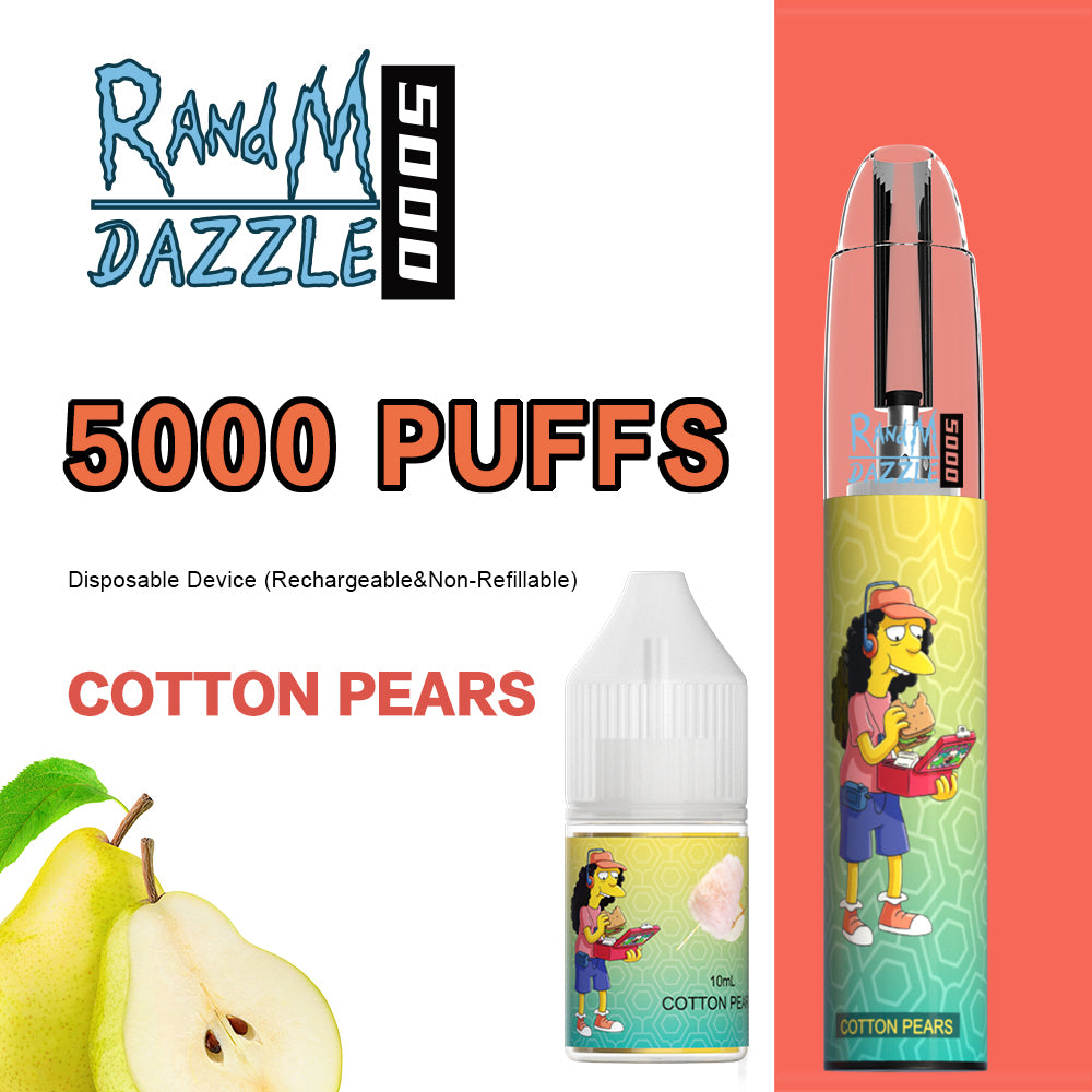 Original RandM Dazzle 5000 Puffs RGB Glowing Vape Kit Pod Device (Free Shipping)