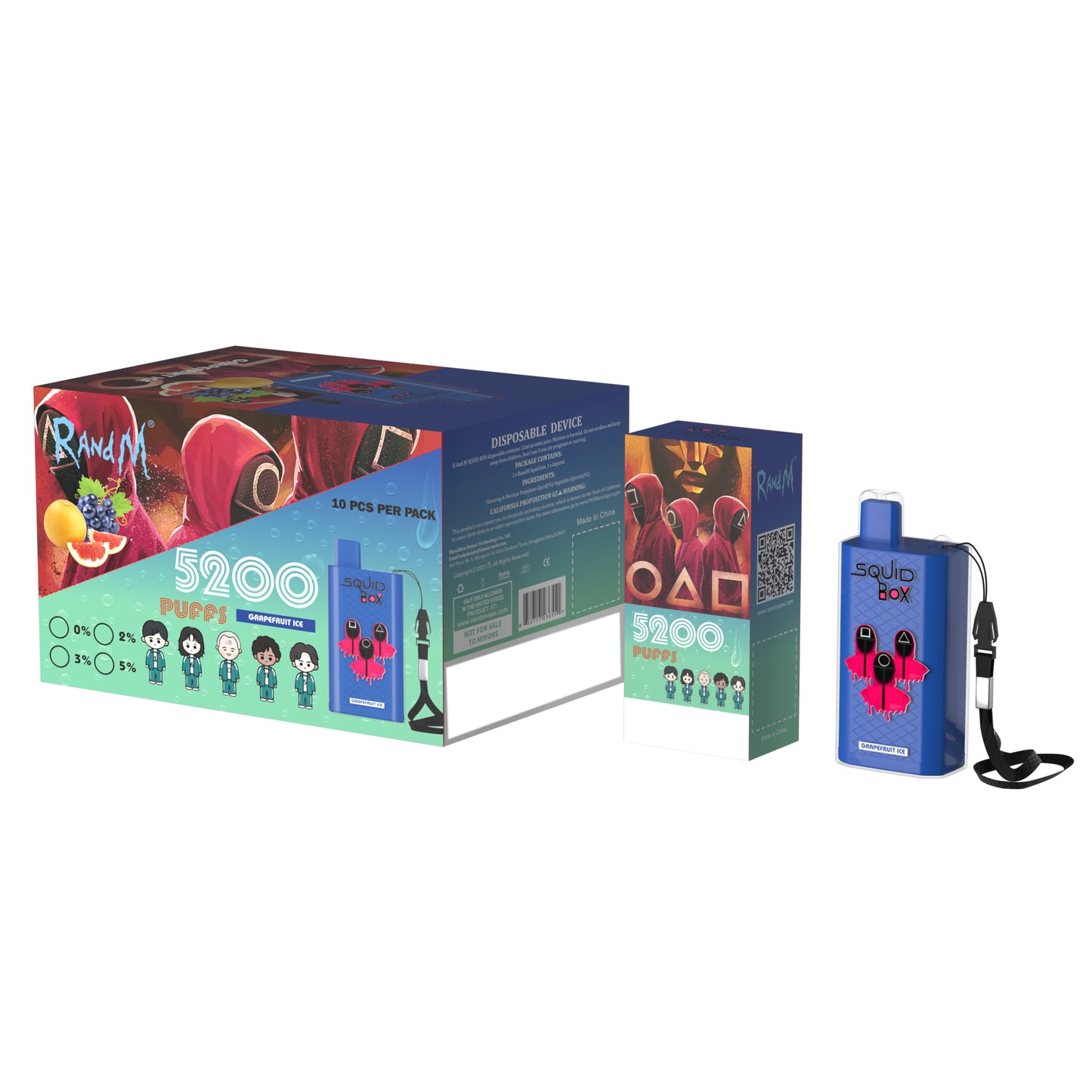 Original RandM Squid Box 5200 Puffs 12ml Vape Kit Device (Free Shipping)