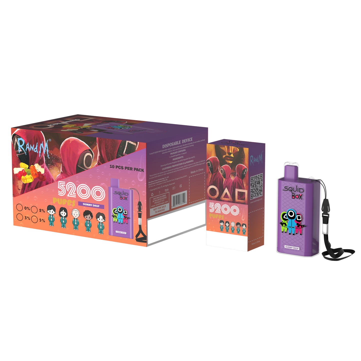 Original RandM Squid Box 5200 Puffs 12ml Vape Kit Device (Free Shipping)