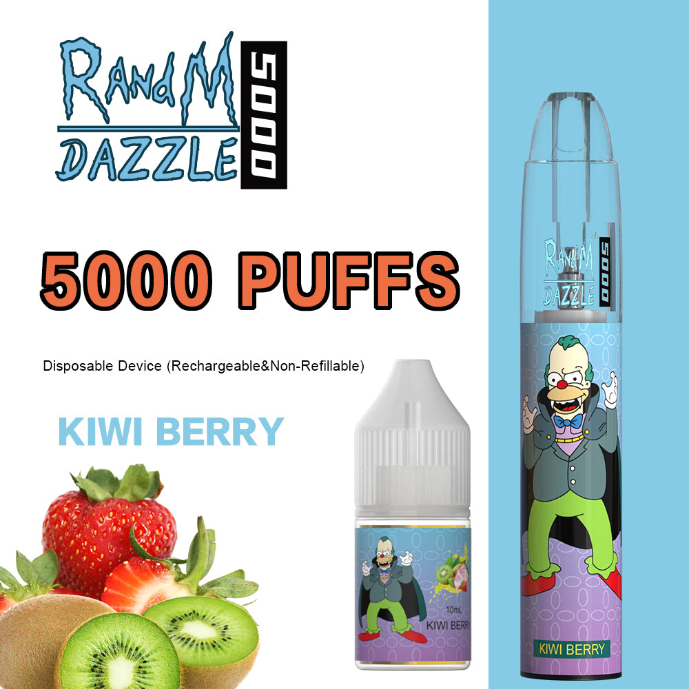 Original RandM Dazzle 5000 Puffs RGB Glowing Vape Kit Pod Device (Free Shipping)