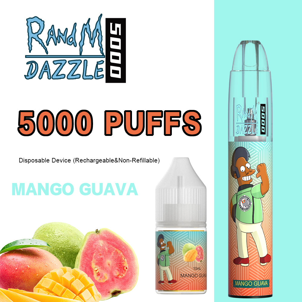 Original RandM Dazzle 5000 Puffs RGB Glowing Vape Kit Pod Device (Free Shipping)