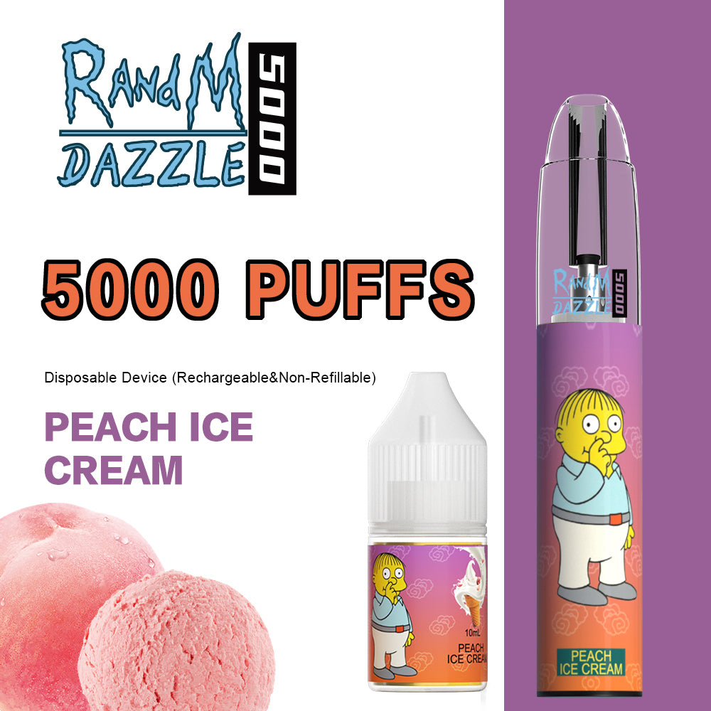Original RandM Dazzle 5000 Puffs RGB Glowing Vape Kit Pod Device (Free Shipping)