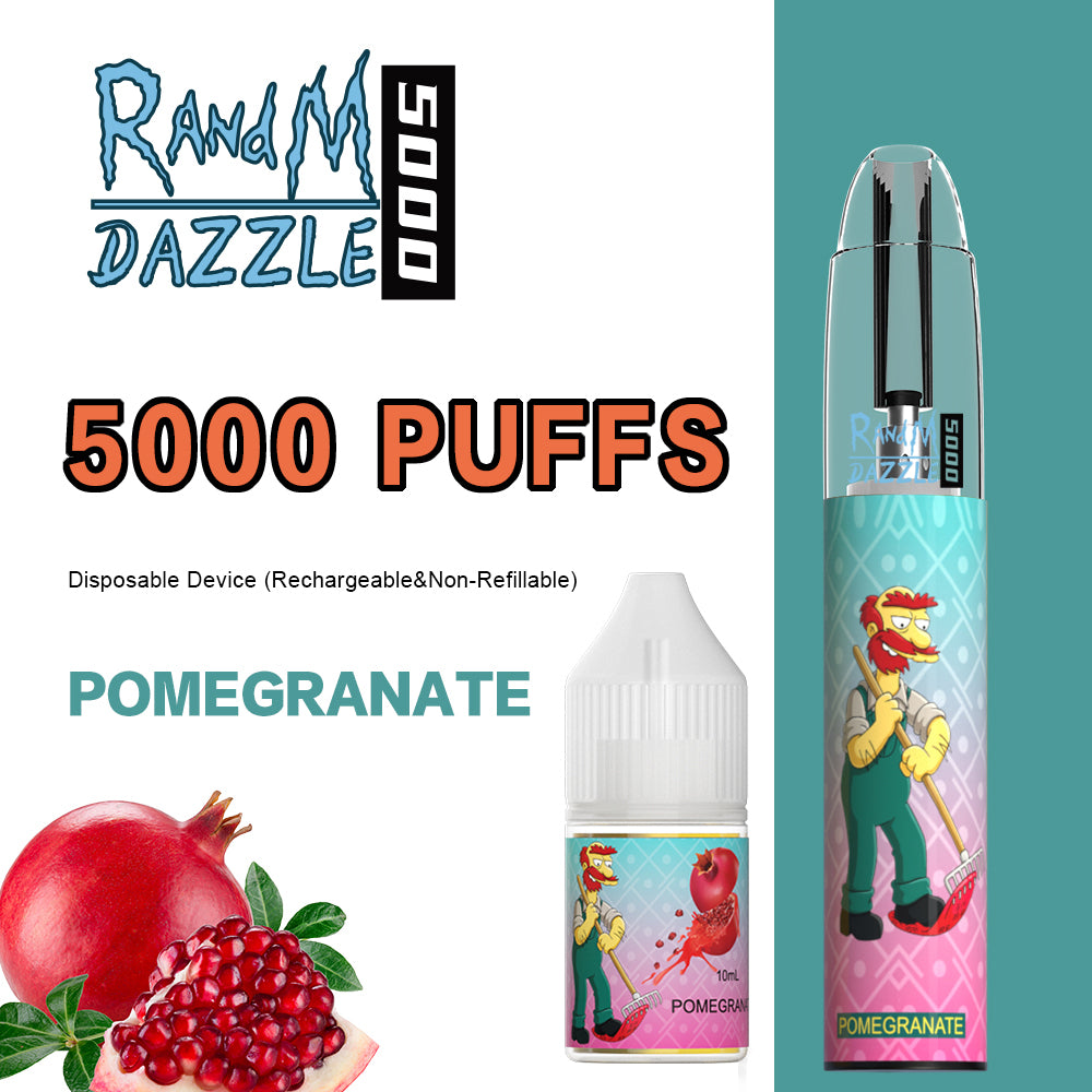 Original RandM Dazzle 5000 Puffs RGB Glowing Vape Kit Pod Device (Free Shipping)