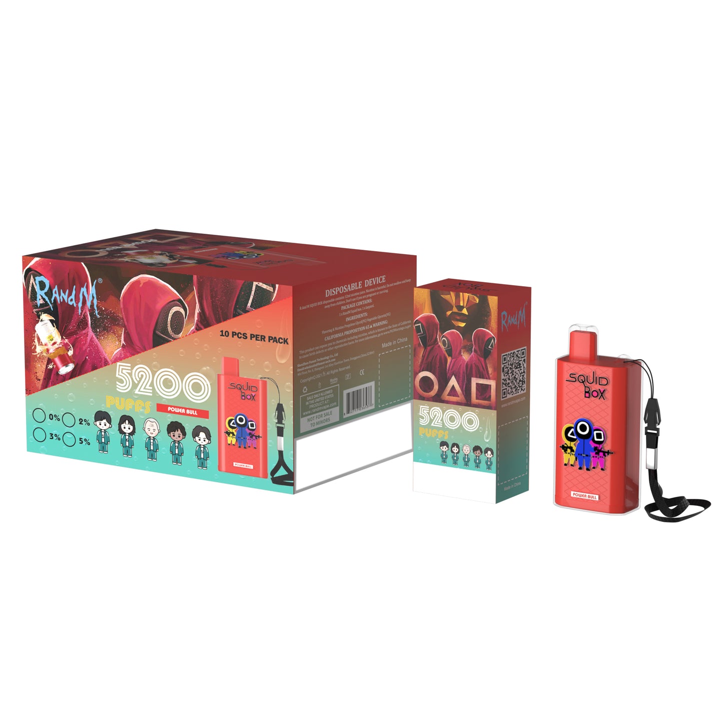 Original RandM Squid Box 5200 Puffs 12ml Vape Kit Device (Free Shipping)