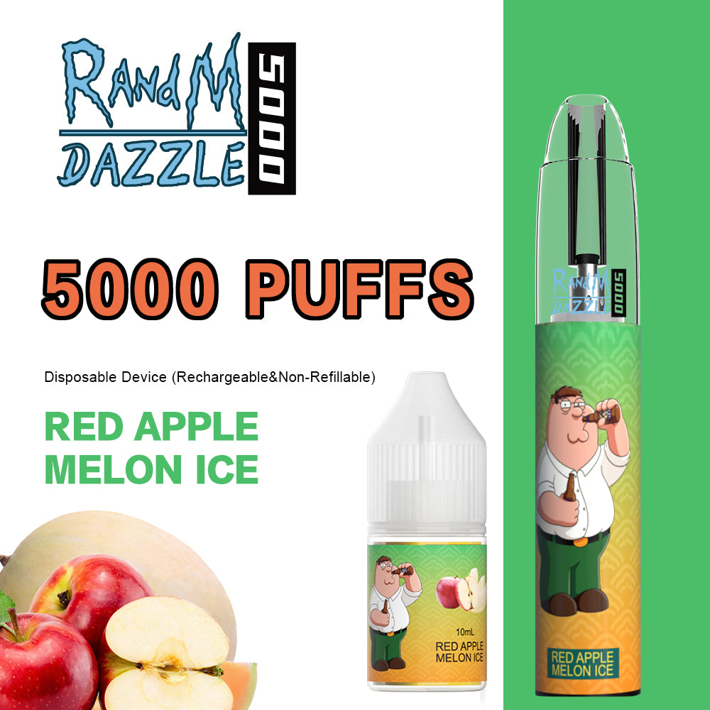 Original RandM Dazzle 5000 Puffs RGB Glowing Vape Kit Pod Device (Free Shipping)