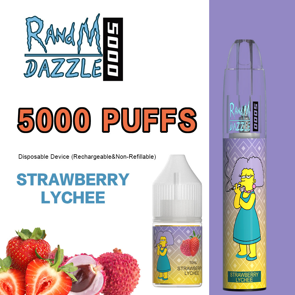 Original RandM Dazzle 5000 Puffs RGB Glowing Vape Kit Pod Device (Free Shipping)