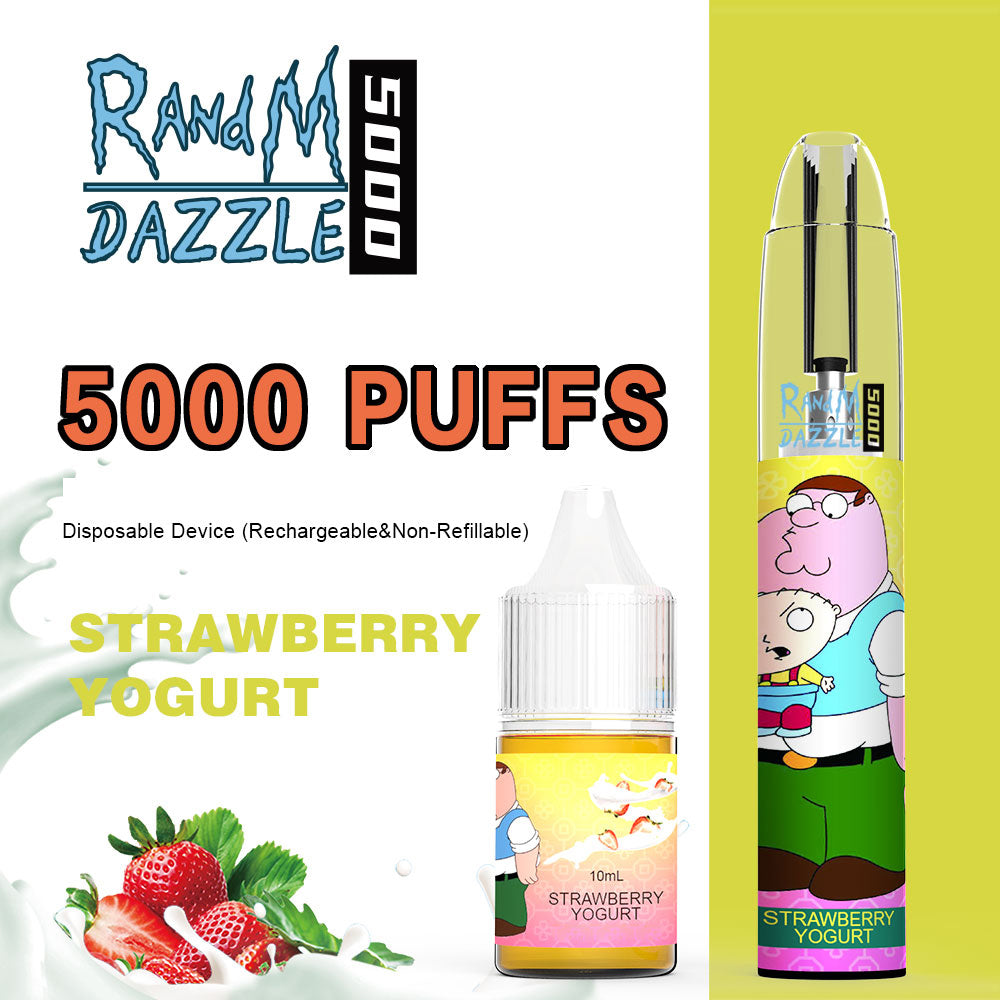 Original RandM Dazzle 5000 Puffs RGB Glowing Vape Kit Pod Device (Free Shipping)