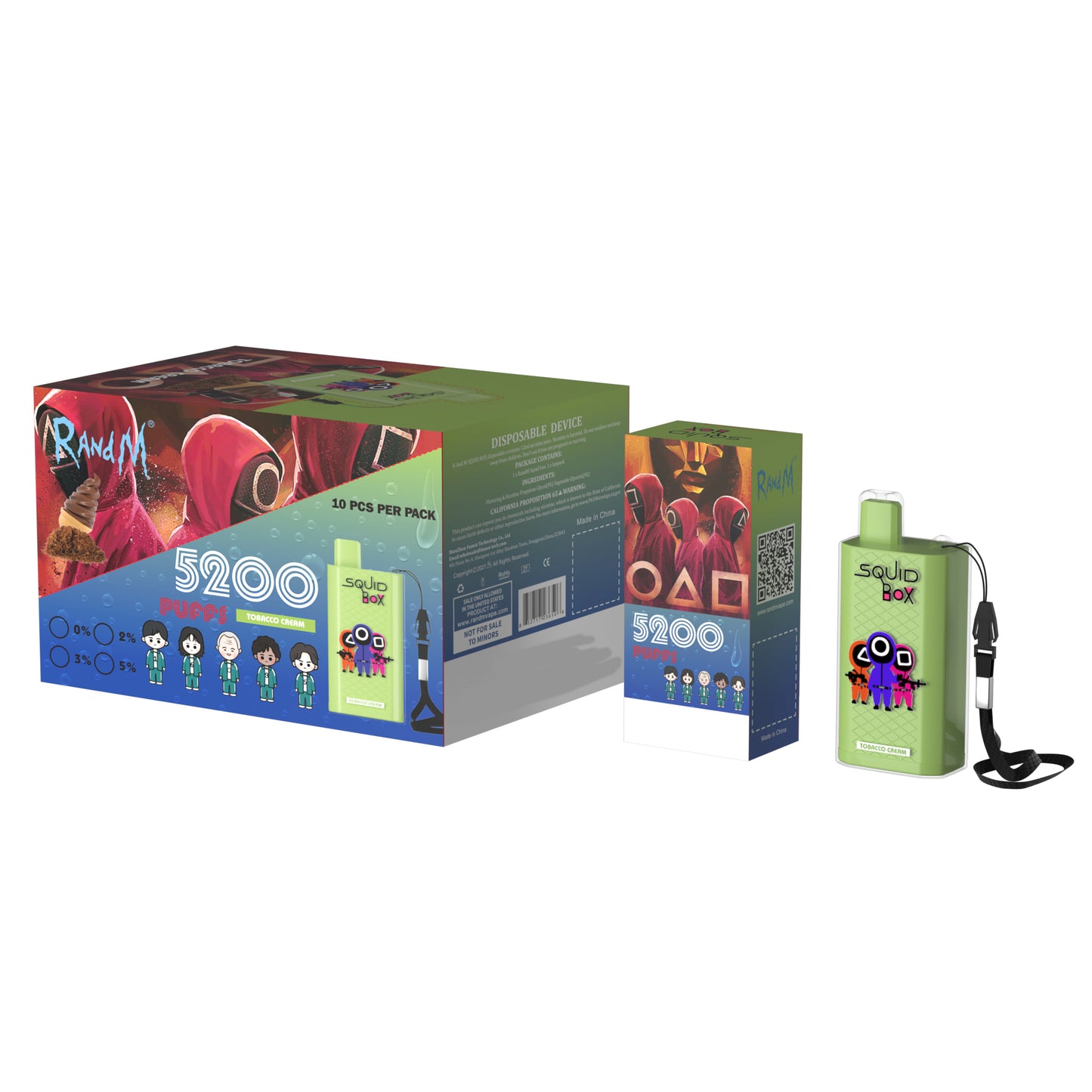 Original RandM Squid Box 5200 Puffs 12ml Vape Kit Device (Free Shipping)