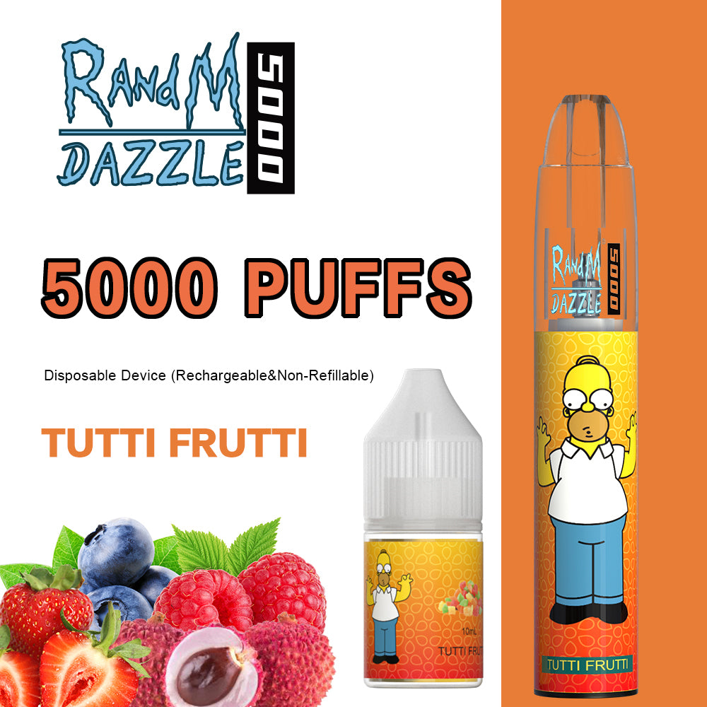 Original RandM Dazzle 5000 Puffs RGB Glowing Vape Kit Pod Device (Free Shipping)