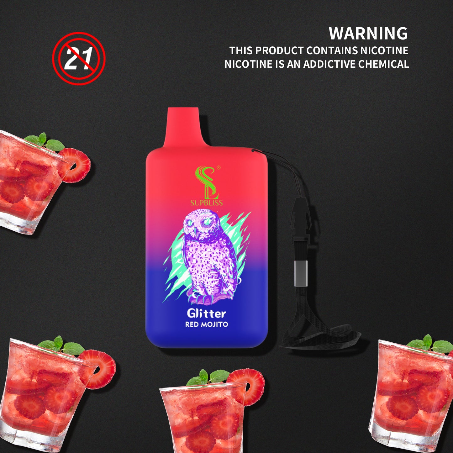 Original SUPBLIS Glitter 5800 Puffs Vape Kit Pod Device (Free Shipping)
