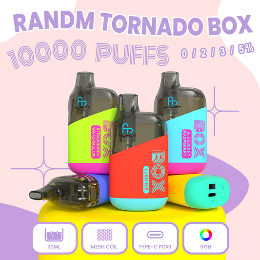 Original RandM Tornado Box 10000 Puffs Airflow Control Large Capacity 20ml Vape Device (Free Shipping)