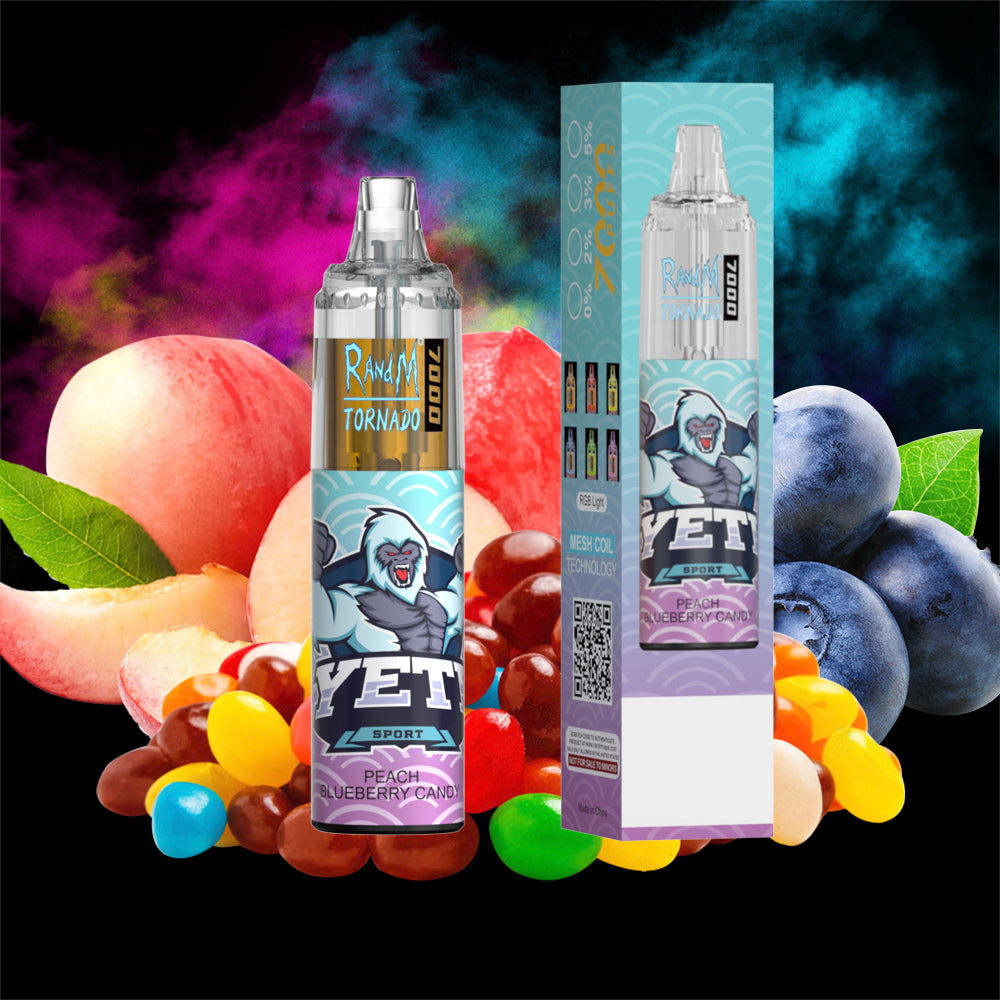 Original RandM Tornado 7000 Puffs Glowing 14ml 1000mAh Vape Kit Device (Free Shipping)