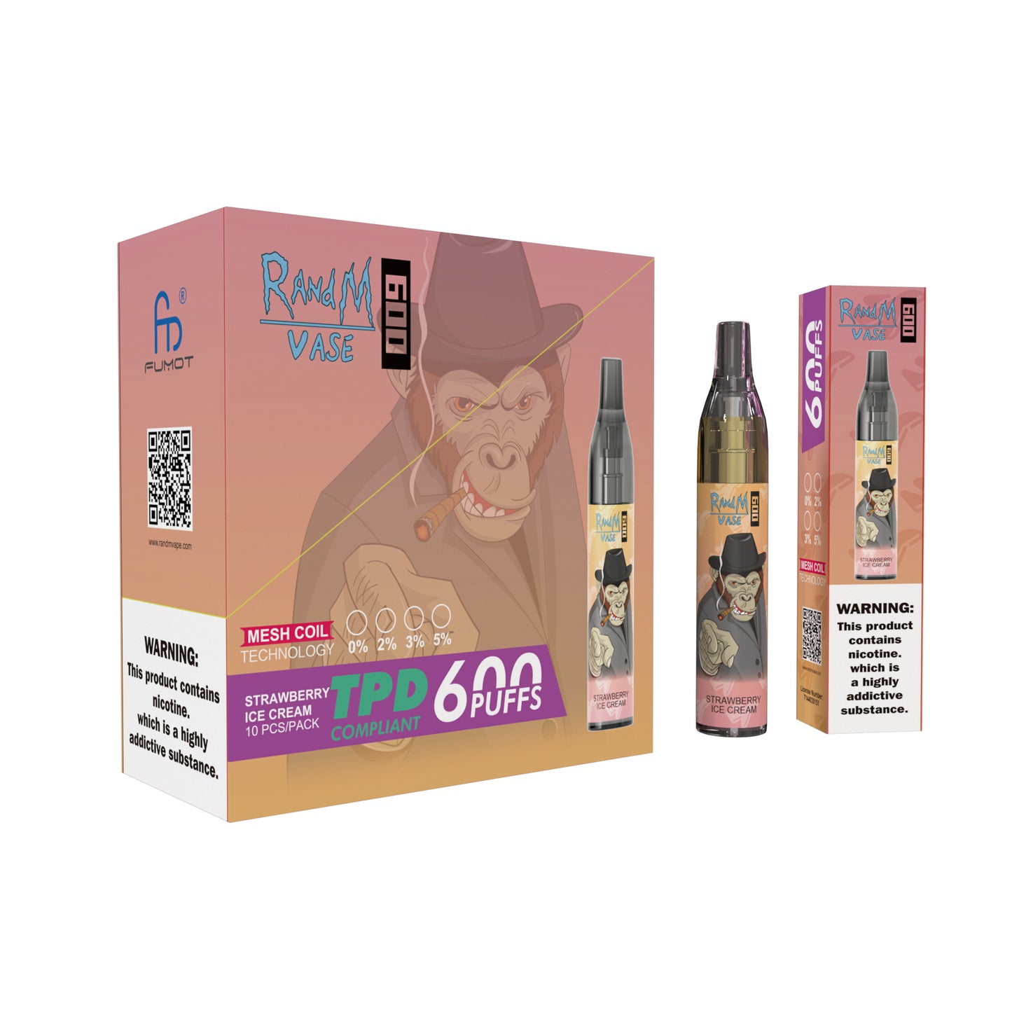 Original RandM Vase 600 Puffs Vape Kit Device 10 PCS (Free Shipping)