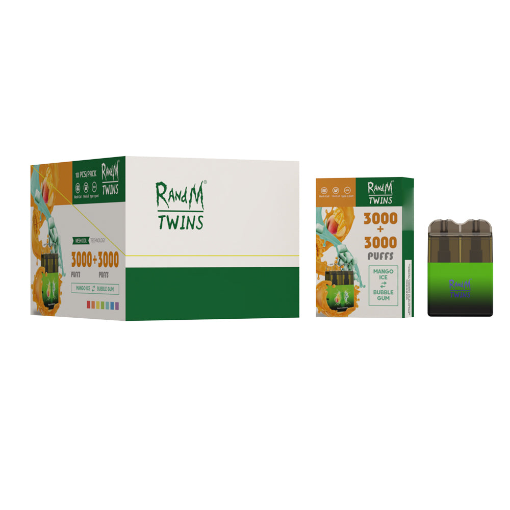 Original RandM Twins 6000 Puffs Dual Flavor RGB Glowing Vape Pod Kit Device
