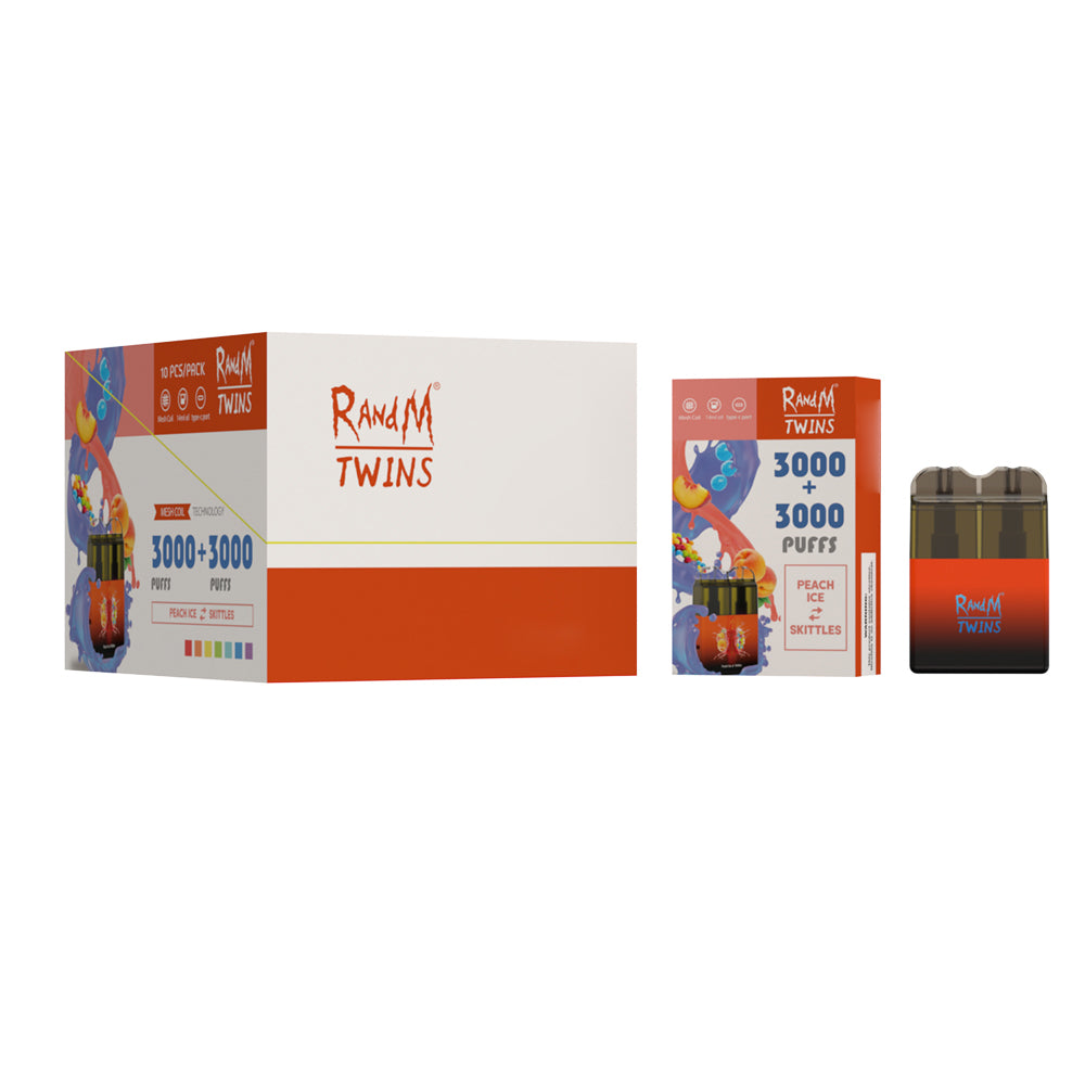 Original RandM Twins 6000 Puffs Dual Flavor RGB Glowing Vape Pod Kit Device