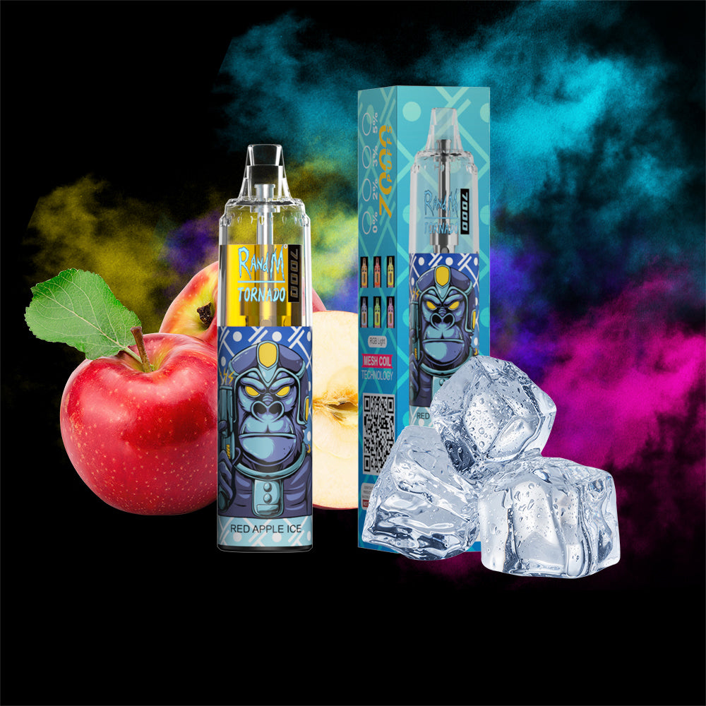 Original RandM Tornado 7000 Puffs Glowing 14ml 1000mAh Vape Kit Device (Free Shipping)