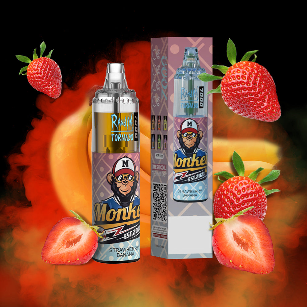 Original RandM Tornado 7000 Puffs Glowing 14ml 1000mAh Vape Kit Device (Free Shipping)