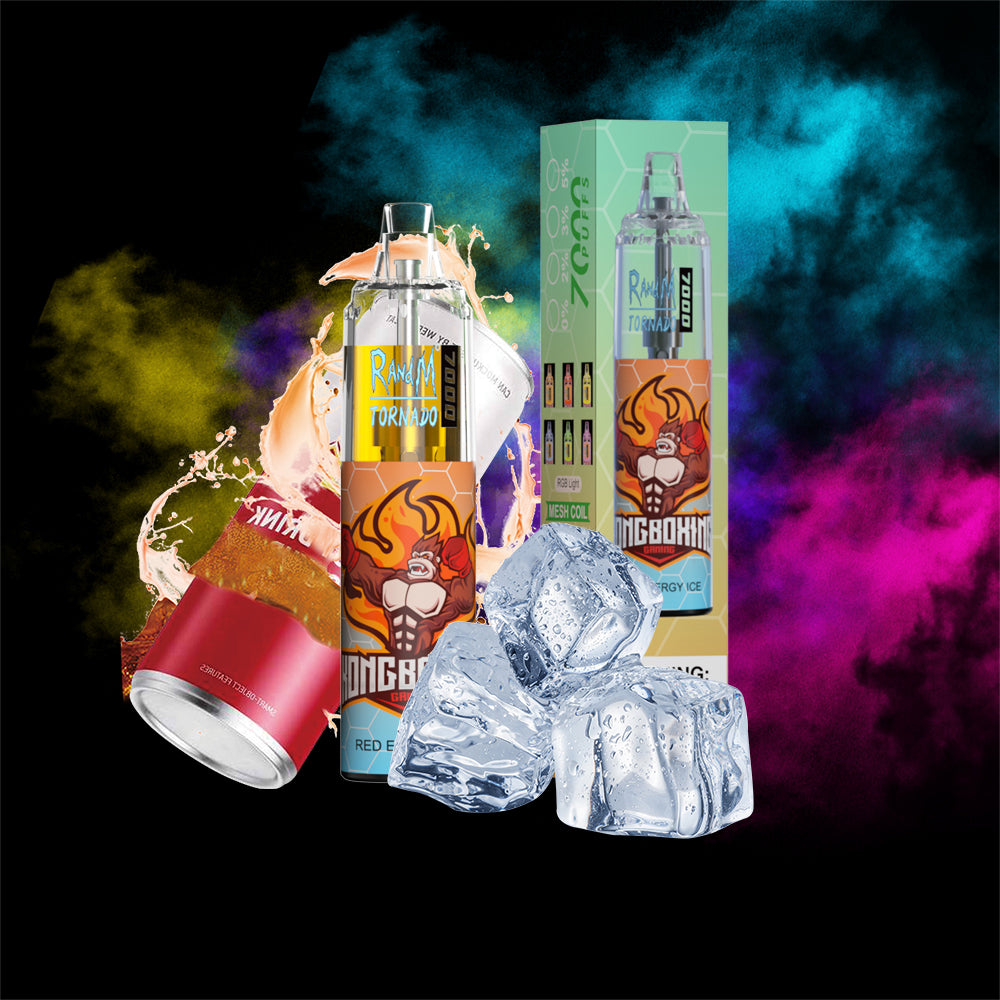 Original RandM Tornado 7000 Puffs Glowing 14ml 1000mAh Vape Kit Device (Free Shipping)
