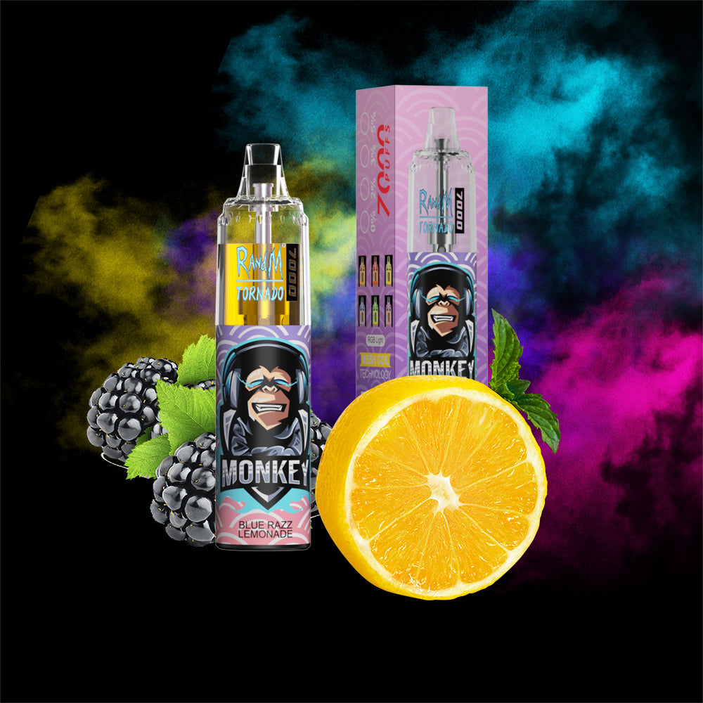 Original RandM Tornado 7000 Puffs Glowing 14ml 1000mAh Vape Kit Device (Free Shipping)