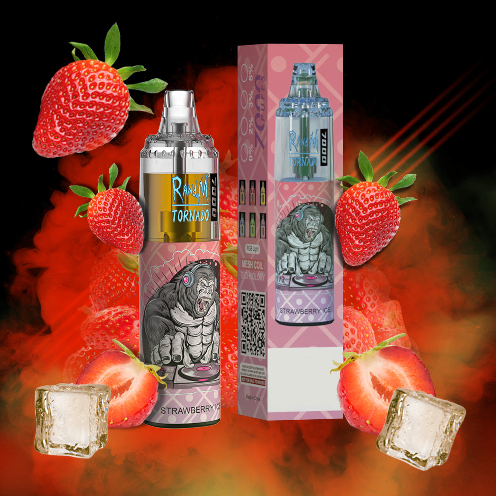 Original RandM Tornado 7000 Puffs Glowing 14ml 1000mAh Vape Kit Device (Free Shipping)