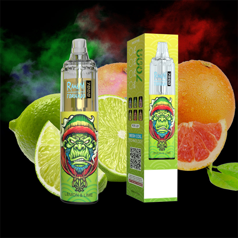 Original RandM Tornado 7000 Puffs Glowing 14ml 1000mAh Vape Kit Device (Free Shipping)