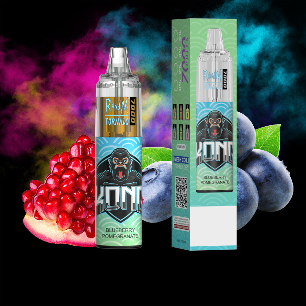 Original RandM Tornado 7000 Puffs Glowing 14ml 1000mAh Vape Kit Device (Free Shipping)