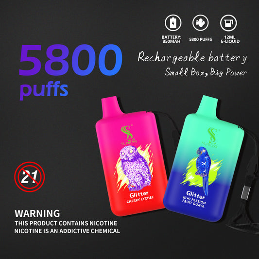 Original SUPBLIS Glitter 5800 Puffs Vape Kit Pod Device (Free Shipping)