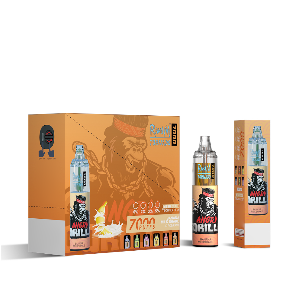 Original RandM Tornado 7000 Puffs Glowing 14ml 1000mAh Vape Kit Device (Free Shipping)