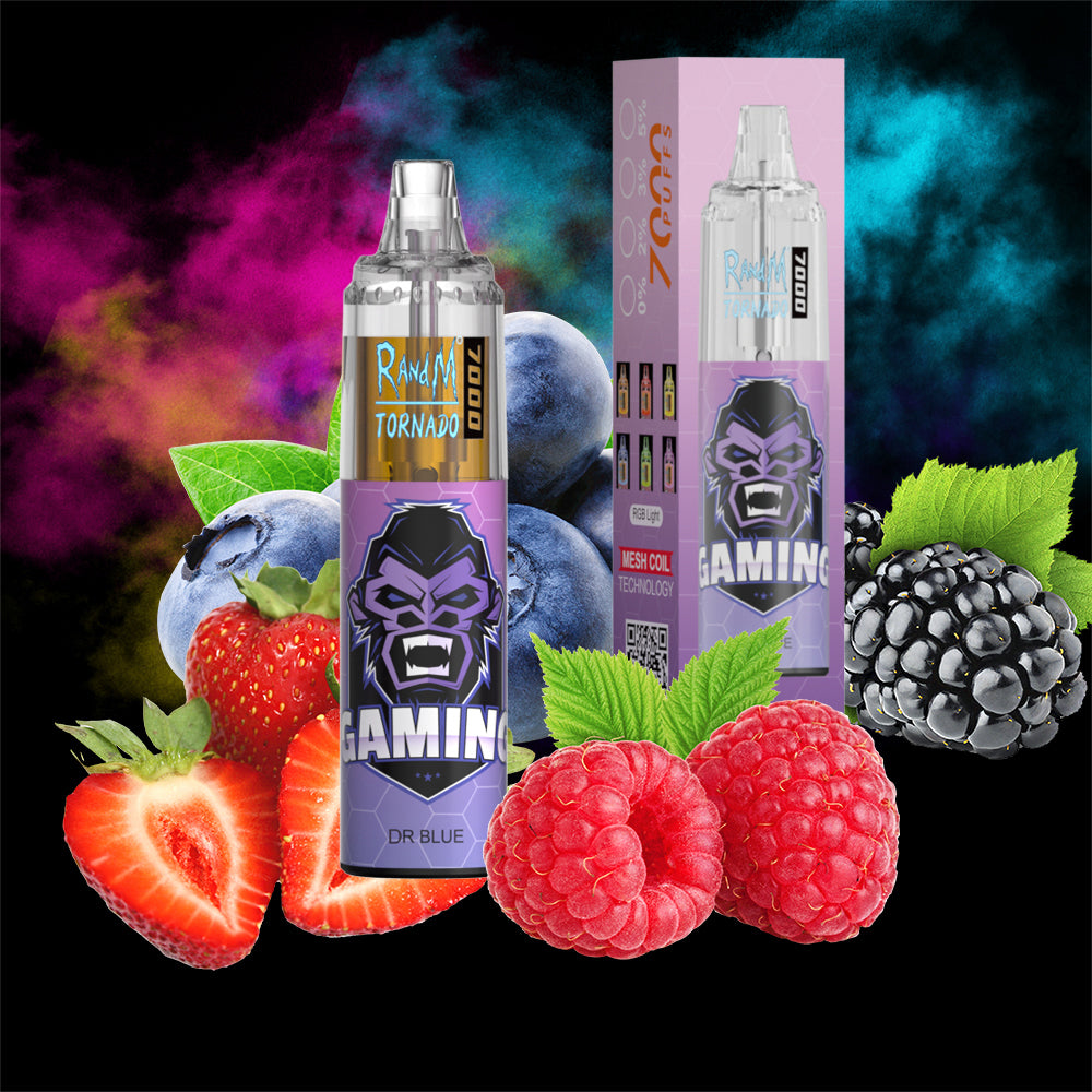 Original RandM Tornado 7000 Puffs Glowing 14ml 1000mAh Vape Kit Device (Free Shipping)