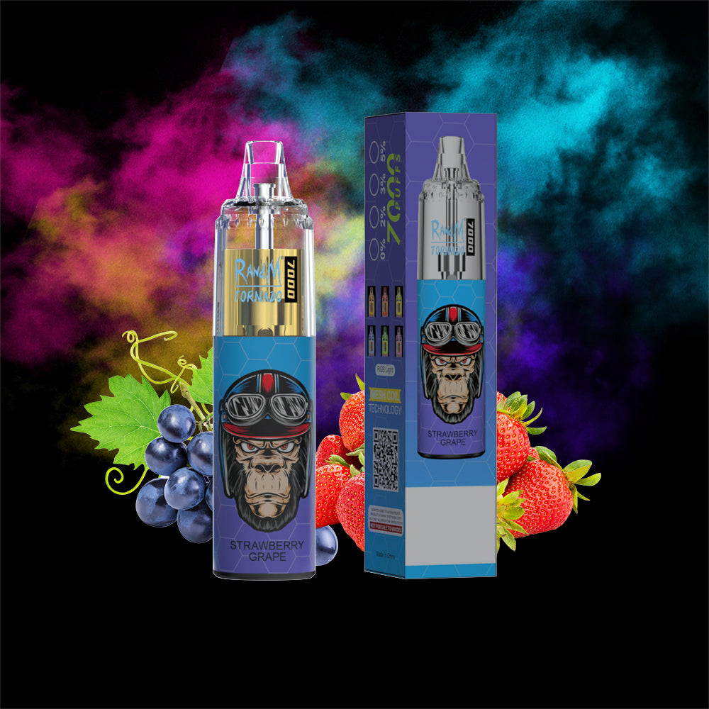 Original RandM Tornado 7000 Puffs Glowing 14ml 1000mAh Vape Kit Device (Free Shipping)