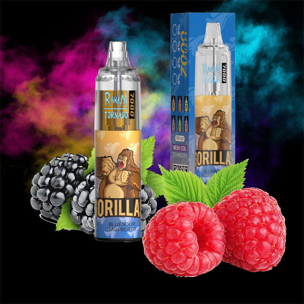 Original RandM Tornado 7000 Puffs Glowing 14ml 1000mAh Vape Kit Device (Free Shipping)