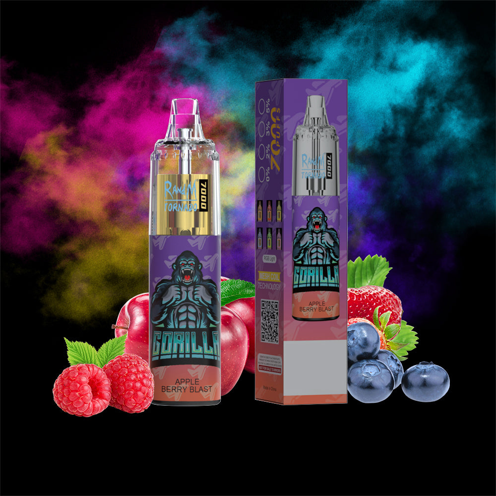 Original RandM Tornado 7000 Puffs Glowing 14ml 1000mAh Vape Kit Device (Free Shipping)