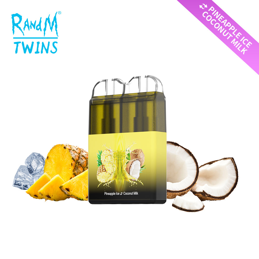 Original RandM Twins 6000 Puffs Dual Flavor RGB Glowing Vape Pod Kit Device