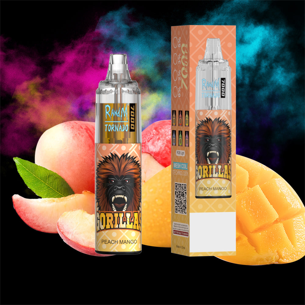 Original RandM Tornado 7000 Puffs Glowing 14ml 1000mAh Vape Kit Device (Free Shipping)