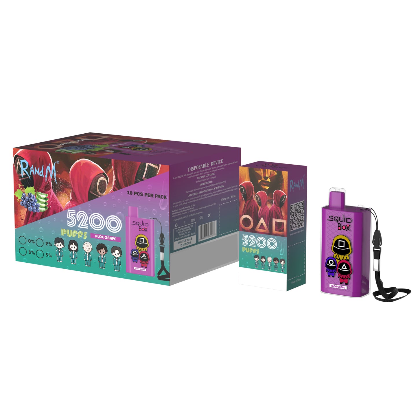 Original RandM Squid Box 5200 Puffs 12ml Vape Kit Device (Free Shipping)