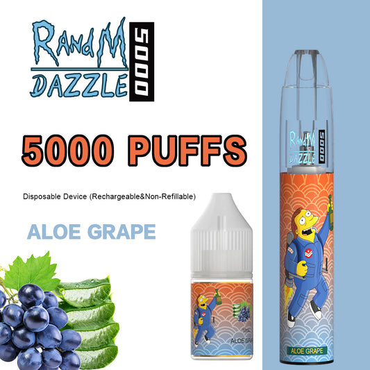 Original RandM Dazzle 5000 Puffs RGB Glowing Vape Kit Pod Device (Free Shipping)