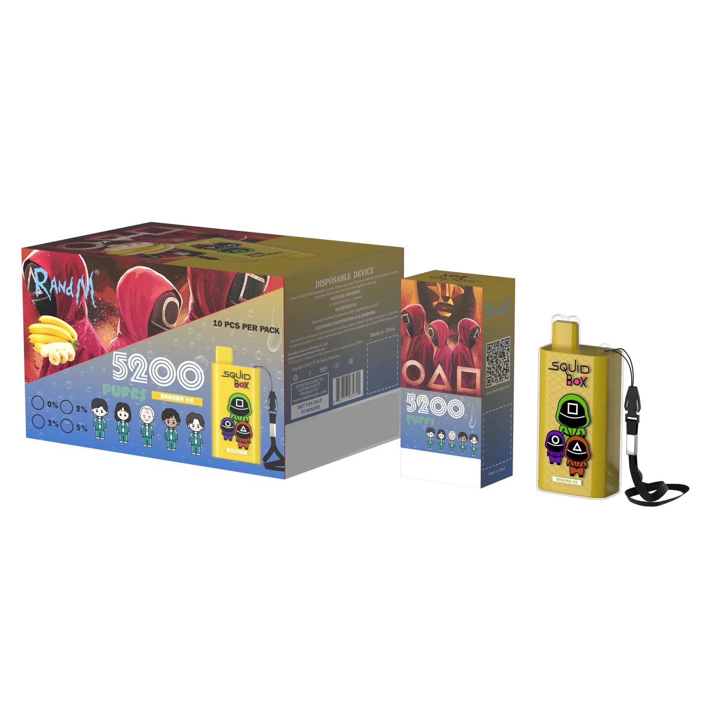 Original RandM Squid Box 5200 Puffs 12ml Vape Kit Device (Free Shipping)