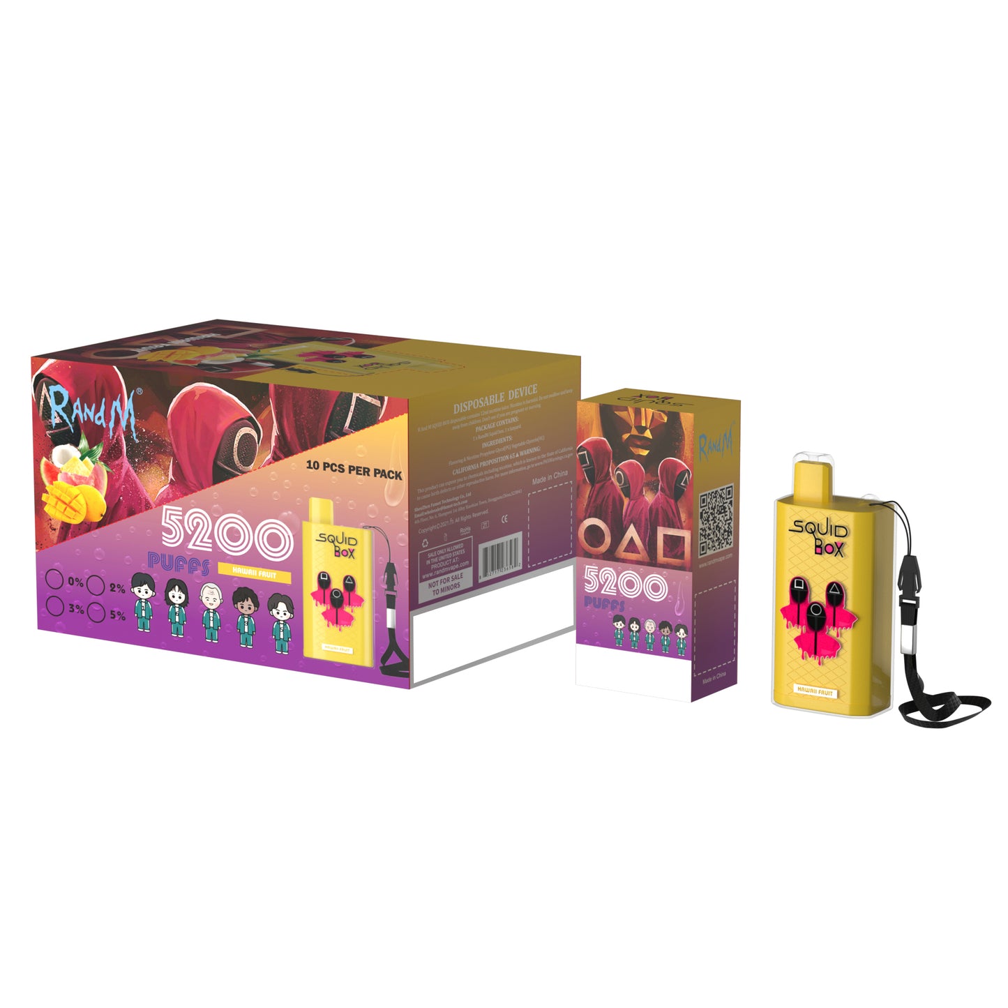 Original RandM Squid Box 5200 Puffs 12ml Vape Kit Device (Free Shipping)