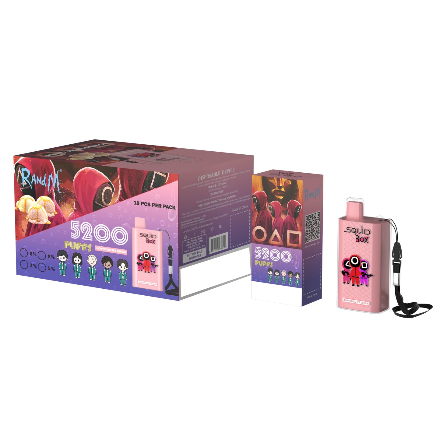 Original RandM Squid Box 5200 Puffs 12ml Vape Kit Device (Free Shipping)