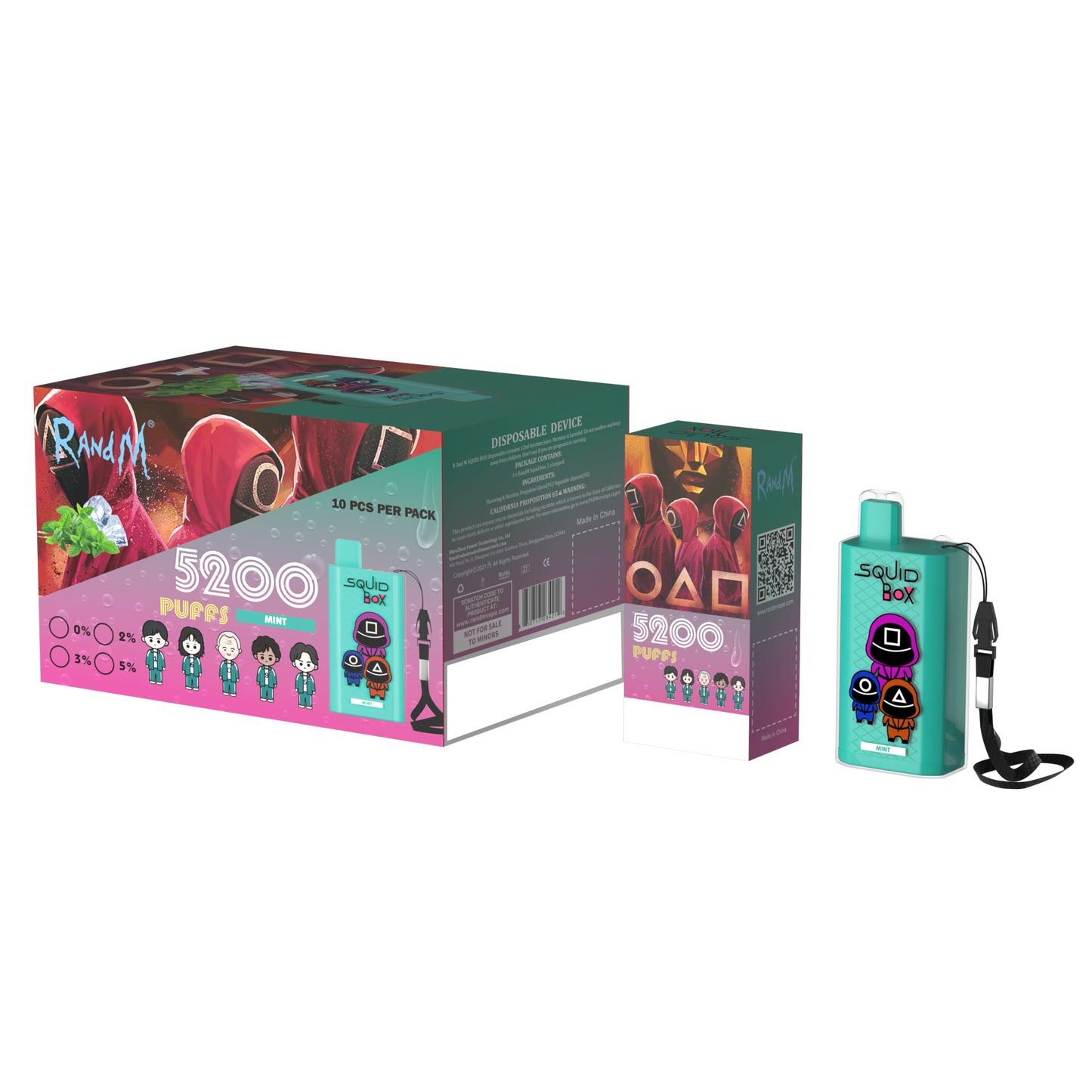 Original RandM Squid Box 5200 Puffs 12ml Vape Kit Device (Free Shipping)
