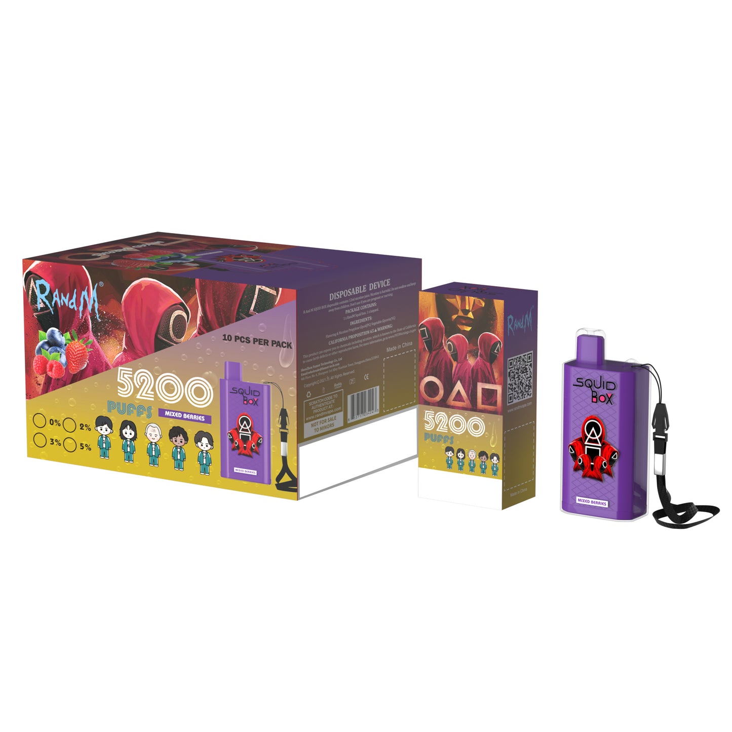 Original RandM Squid Box 5200 Puffs 12ml Vape Kit Device (Free Shipping)