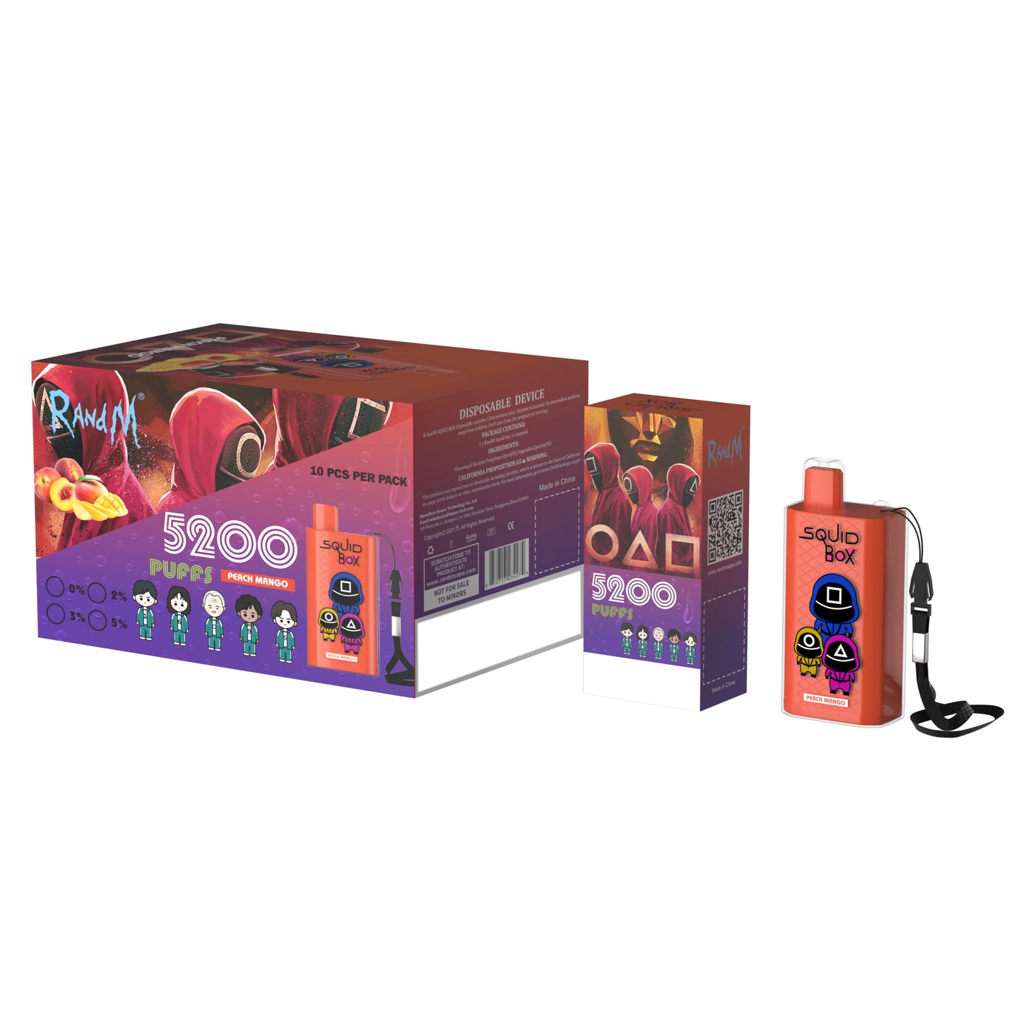 Original RandM Squid Box 5200 Puffs 12ml Vape Kit Device (Free Shipping)