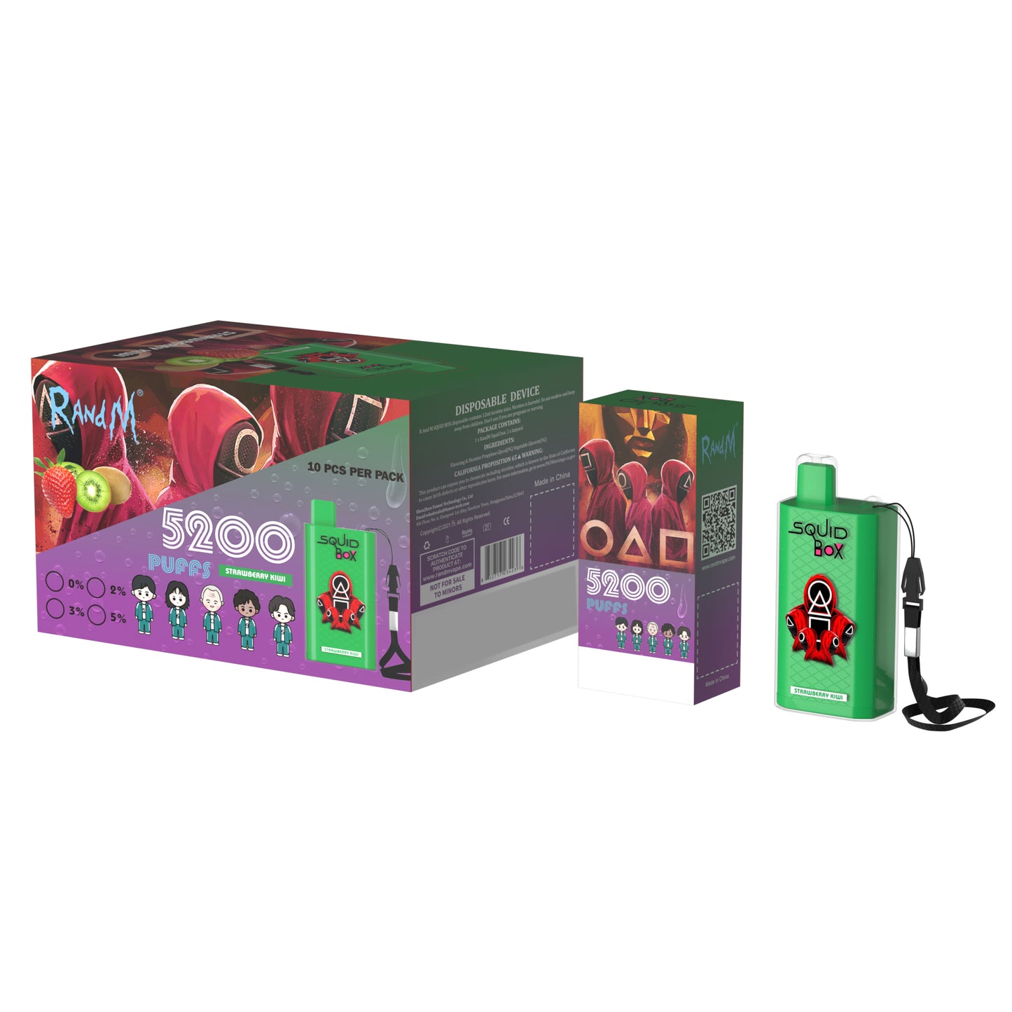 Original RandM Squid Box 5200 Puffs 12ml Vape Kit Device (Free Shipping)
