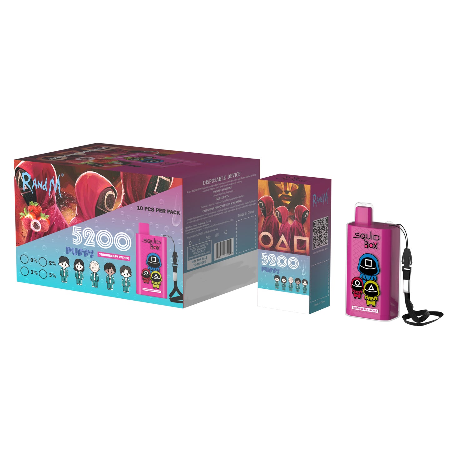 Original RandM Squid Box 5200 Puffs 12ml Vape Kit Device (Free Shipping)