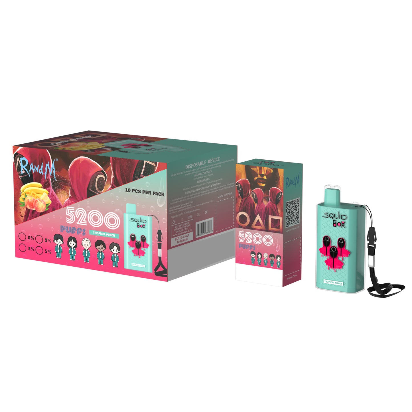Original RandM Squid Box 5200 Puffs 12ml Vape Kit Device (Free Shipping)